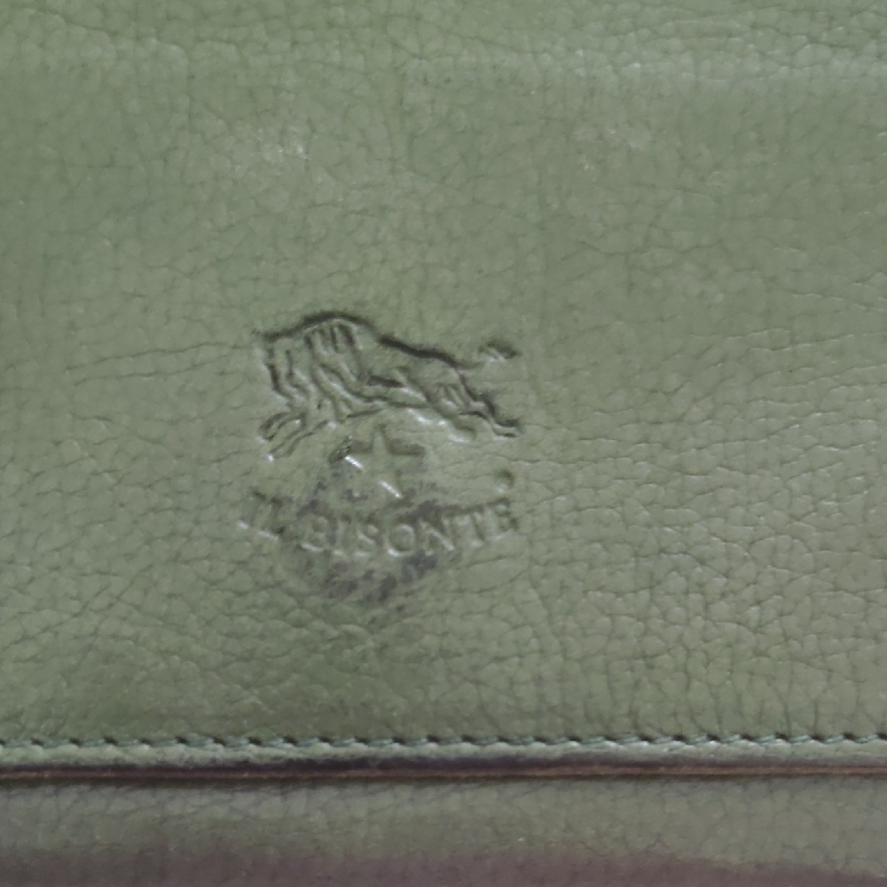 Green IL BISONTE Snap Button Closure Leather Wallet - Picture 3 of 14